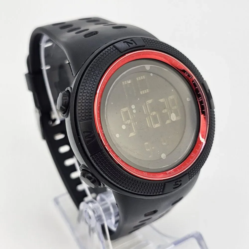 Men's Negative Display Digital Sports Watch 50MM Black Case‎ Plastic Bands